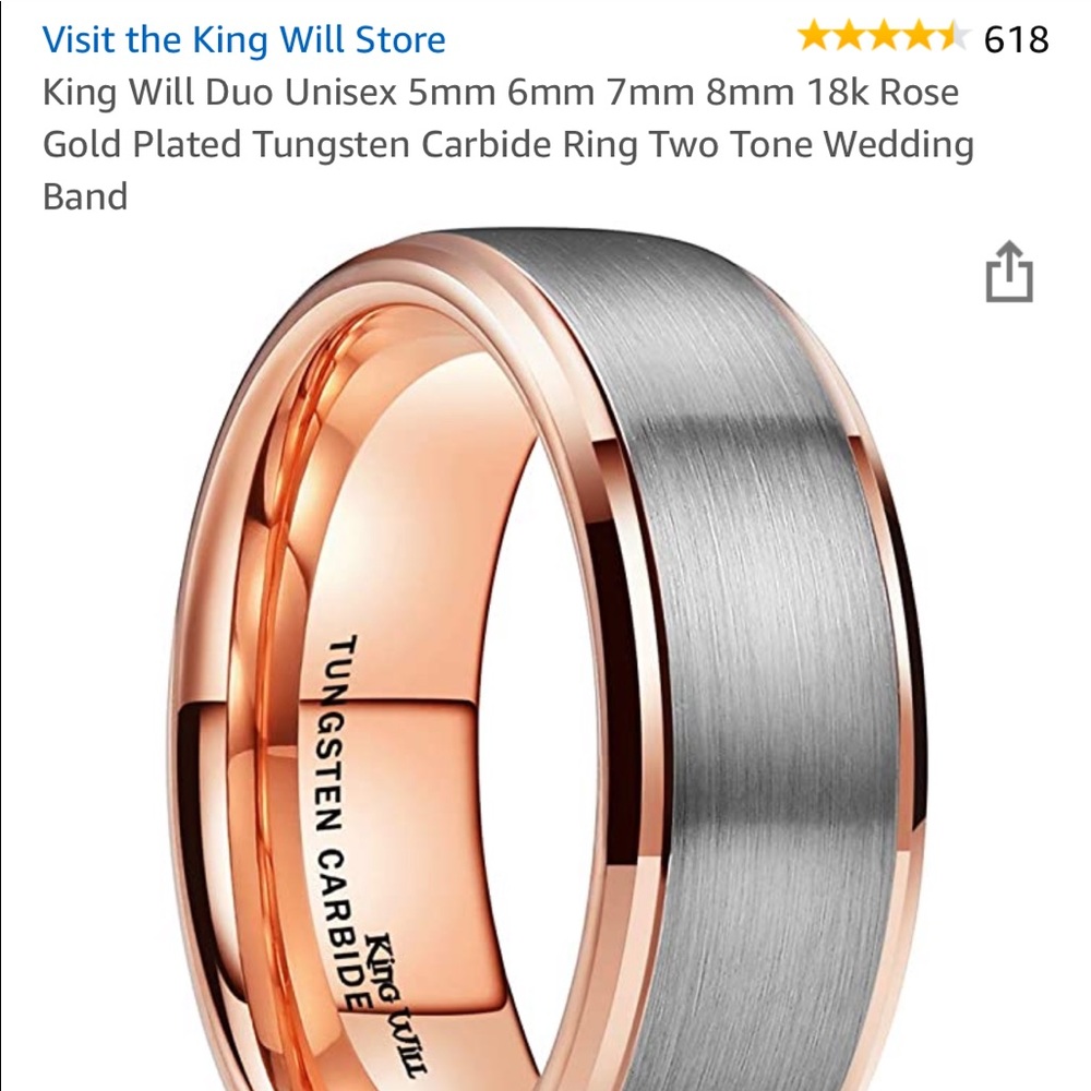 King Will 8mm Ring Two Tone Wedding Band